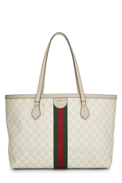 Gucci Beige GG Supreme Canvas Ophidia Tote Medium