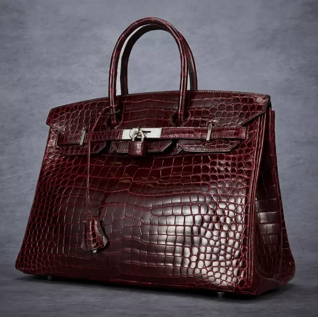 Burgundy Hermès top-handle bag